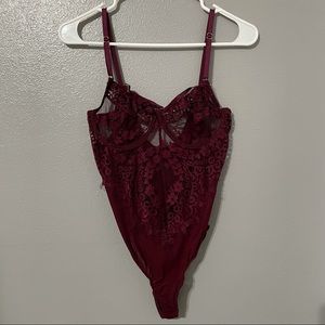 Burgundy lace bodysuit